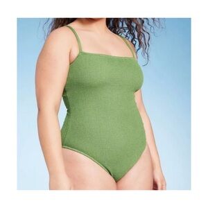 NWT Shade & Shore One Piece Swimsuit Swimwear Pucker Textured Size Large